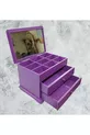 Hobi ERDL Bijoux Maquillage Commode 2 Tiroirs Miroir Brillant Violet Bois MDF Fait Main