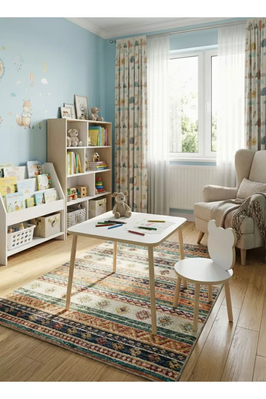 Set Tavolo e Sedie per Bambini Tavolo Attività Tavolo da Lavoro 1 Tavolo 1 Sedia Bianco Panda