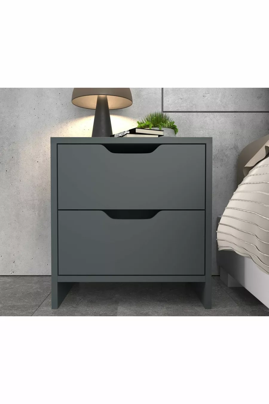 Efes 2-Drawer Anthracite Nightstand