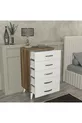 Commode Cemre à 5 tiroirs Blanc-Noyer