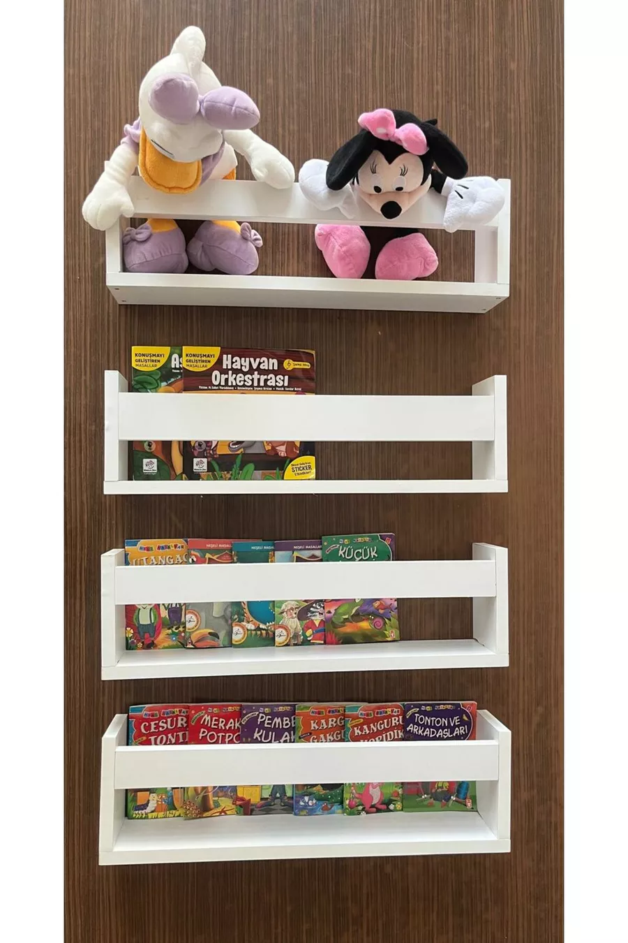 Bibliothèque Montessori blanche - étagère murale 4 pièces