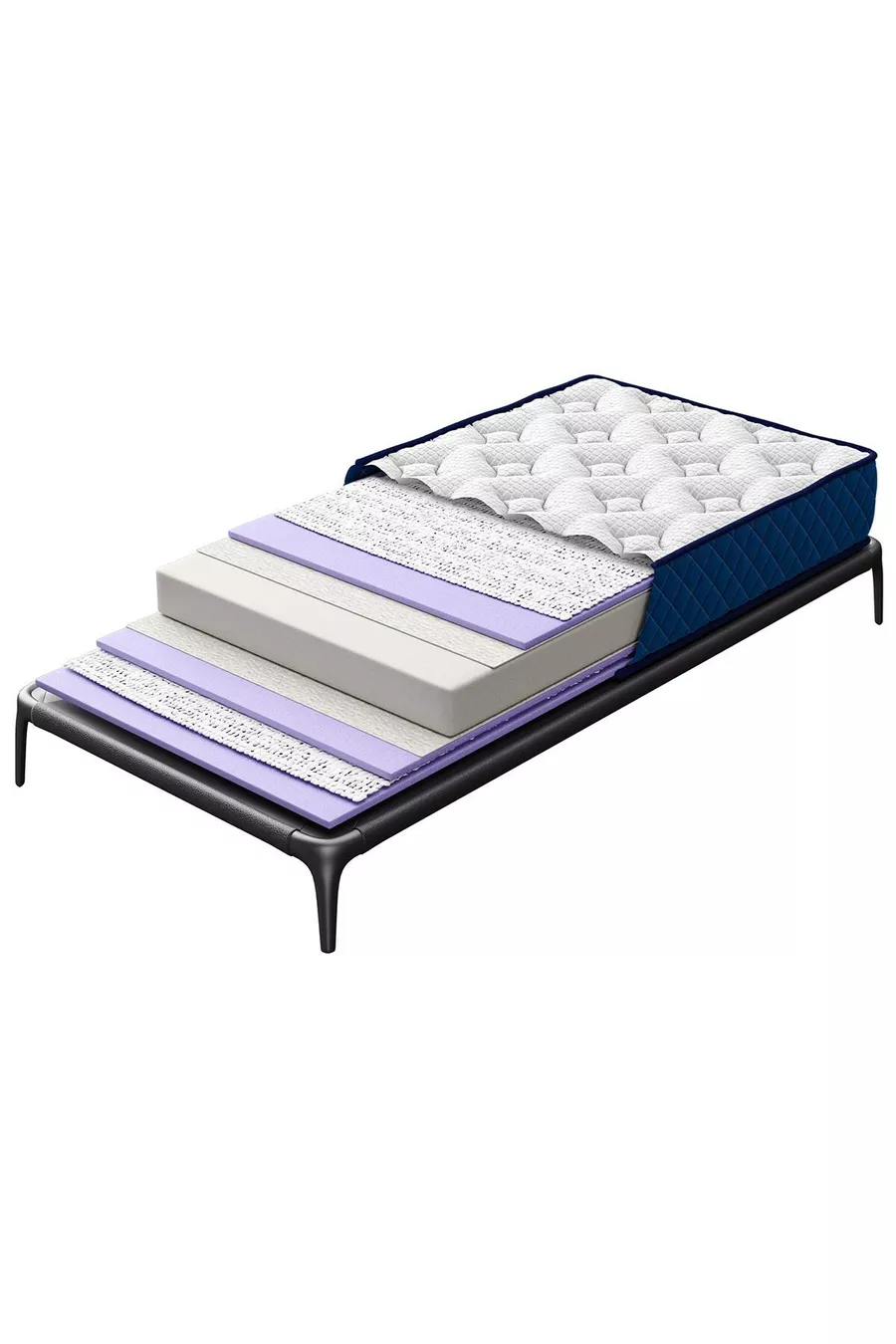 Lit une place en plumes d'oie avec tissu tricoté bleu
