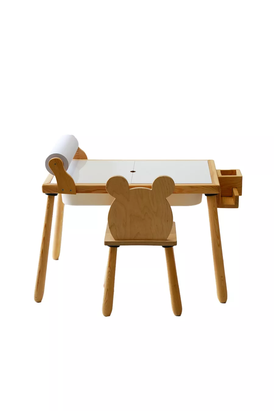 Holz-Sinnes-Aktivitätstisch für Kinder + 1 Stuhl-Set (mit Geschenk-Rollenpapier)