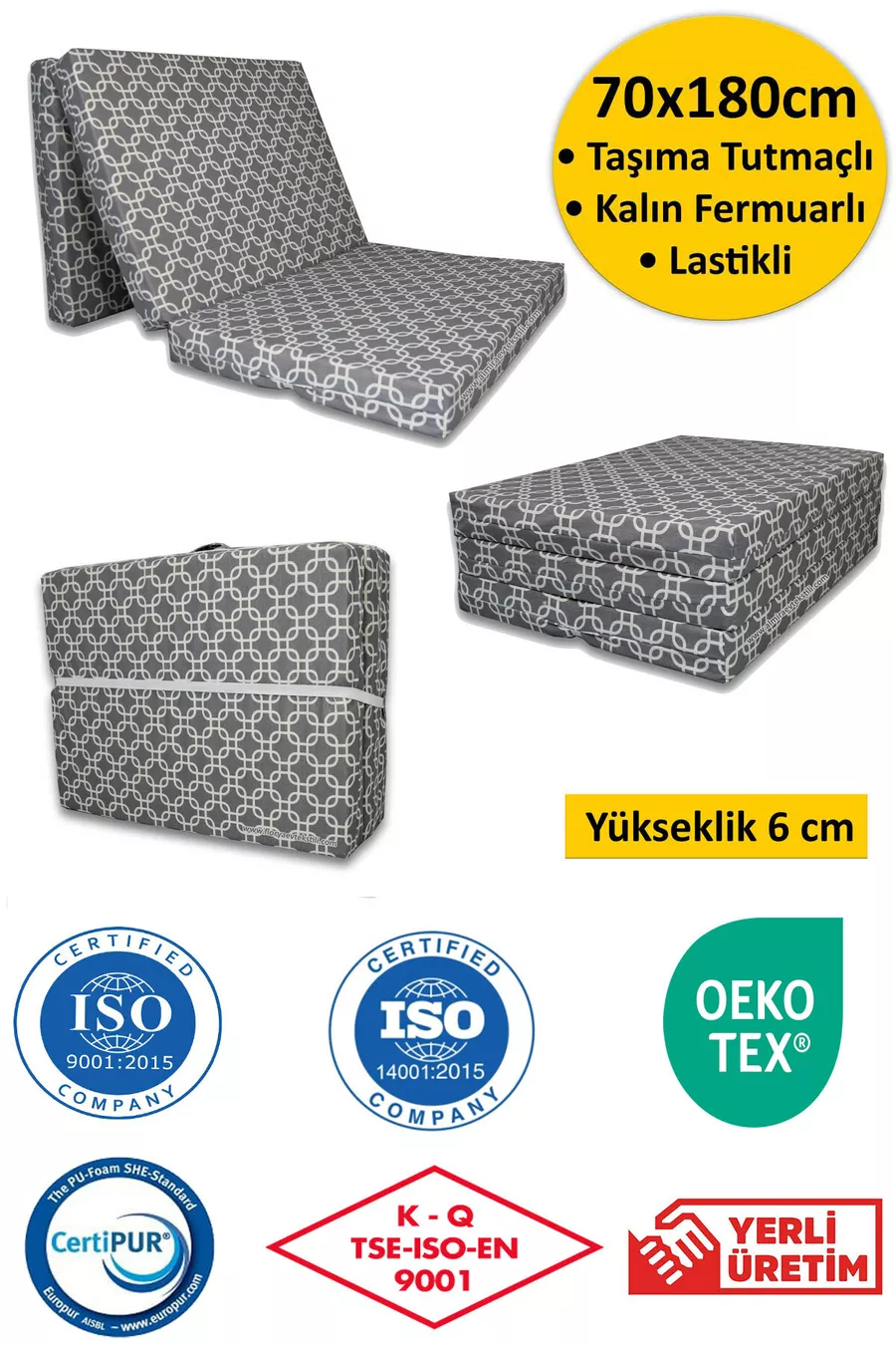 Matelas pliant en mousse  Cm Coussin à carreaux