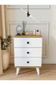 Table de chevet blanche brillante Marbella avec 3 tiroirs, table de chevet moderne pour chambre à coucher