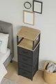 Kommode mit 2 Regalen und 4 Schubladen, Lederschubladen-Kommode, Schlafzimmer-Organizer, multifunktionaler Aufbewahrungsorganizer
