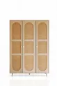 Bali Bohem Dreitüriger Kleiderschrank – Kleiderschrank mit MDF-Türen und Jutestoff | Eichenfarbe –