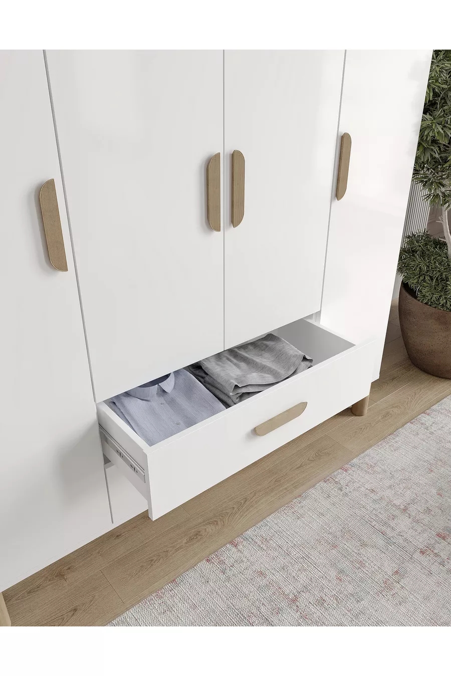 Möbel Güneş Bohem 4-türiger Schrank, komplett aus MDF