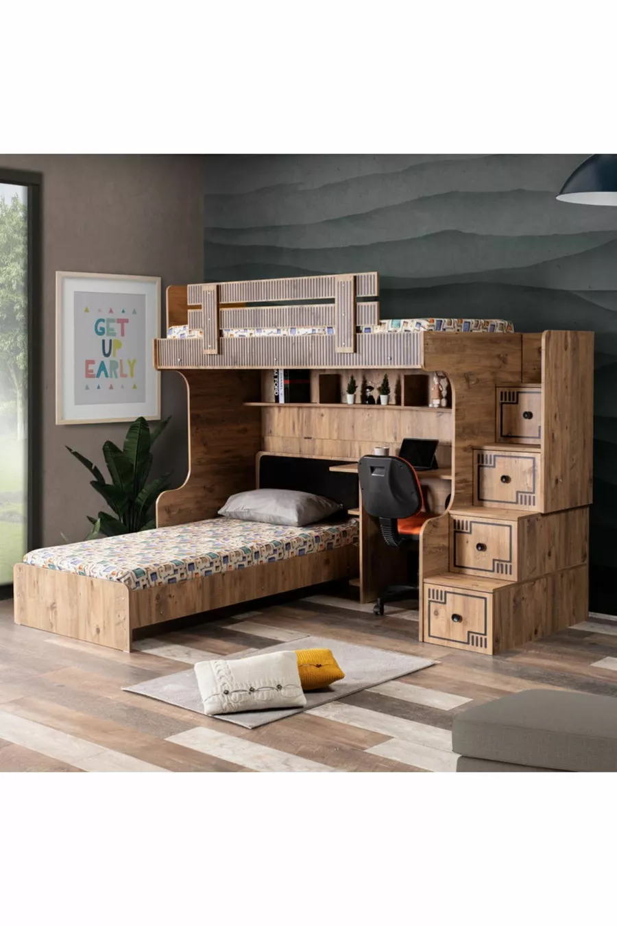 Stapelbed, Natuurlijke Stapelbed Bed, Tafel