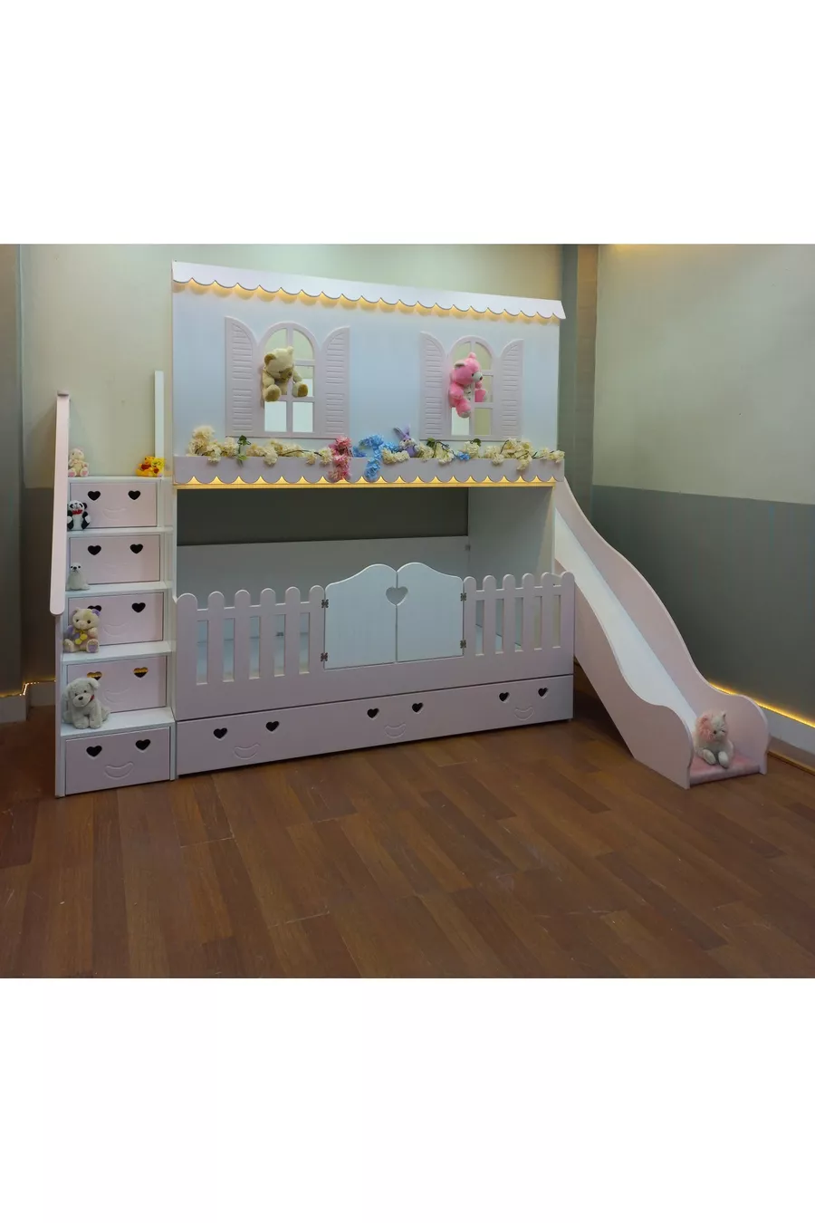 Alaçatı Bunk Bed with Slide and Small Bed