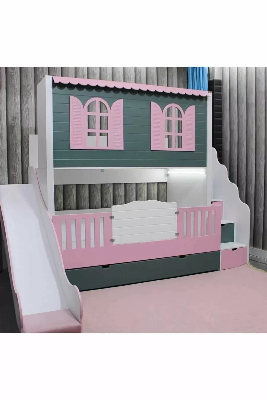 Alaçatı Bunk Bed with Slide and Small Bed