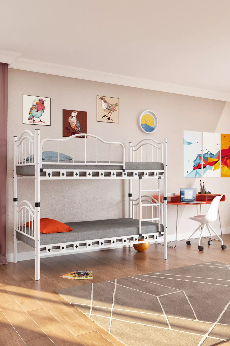 Lit Superposé et Lit Simple Métallique pour Enfants Belinay Blanc