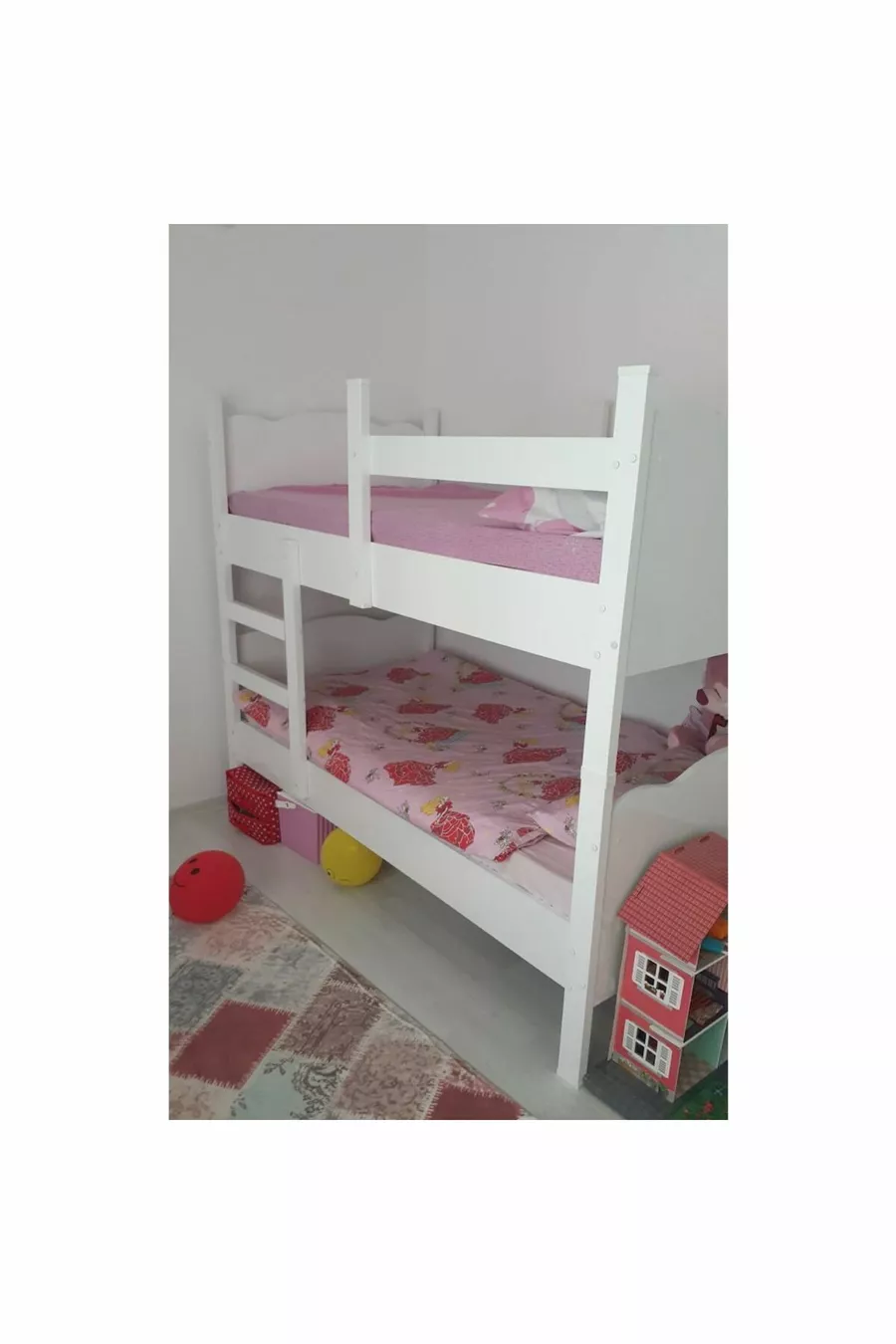 Lit superposé double en MDF avec profil, blanc, séparables