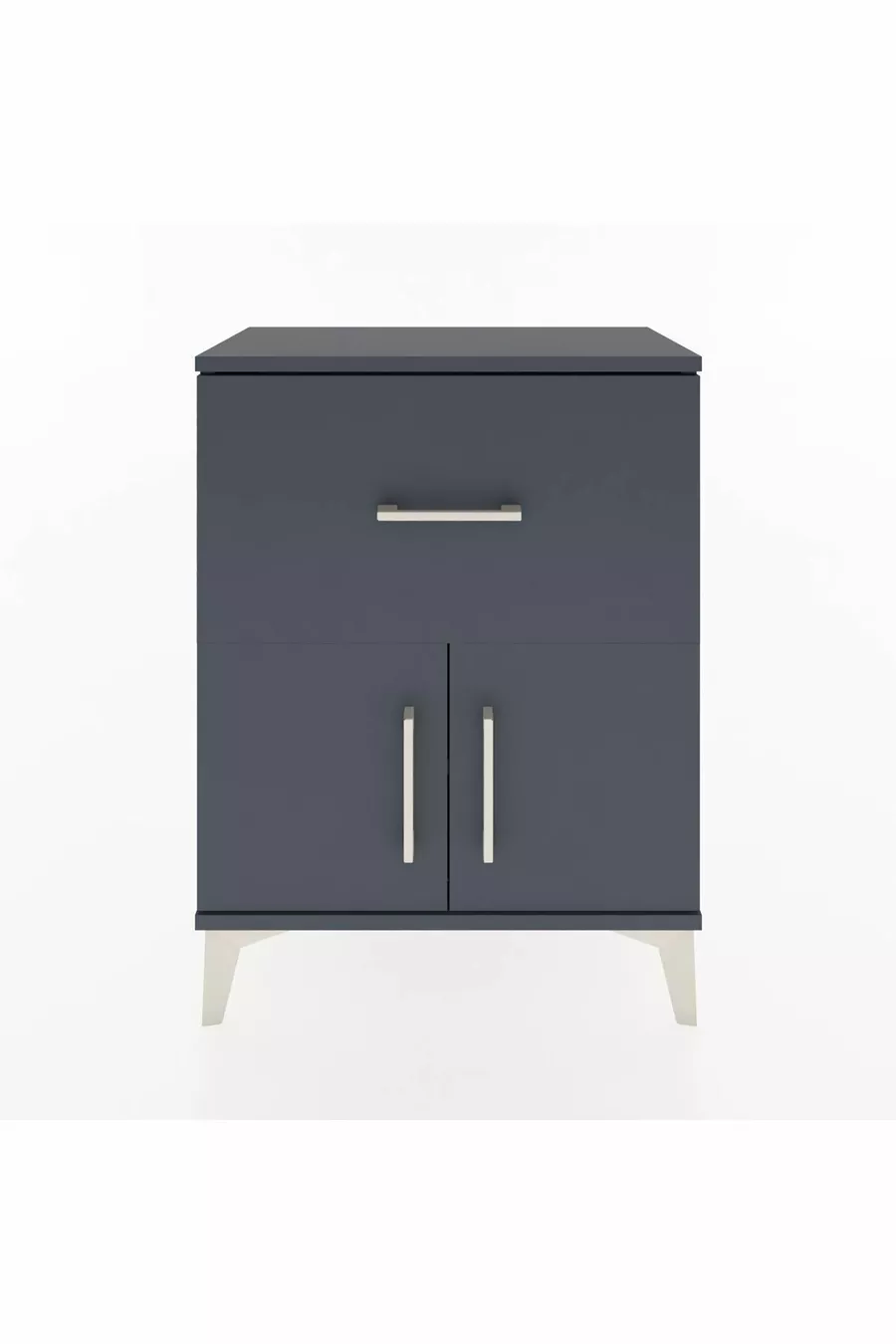 Table de chevet Arges avec une étagère, un tiroir et deux portes, Anthracite-Anthracite