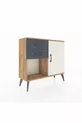 Commode Arges avec une seule étagère, 2 tiroirs et une porte, pin-gris anthracite