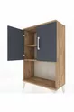 Table de chevet Arges à 2 étagères et 2 portes, pin-anthracite