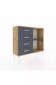 Commode Arges à une étagère et 4 tiroirs en pin-anthracite