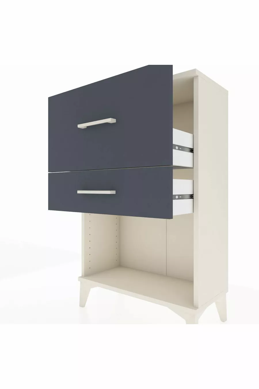 Comodino Arges a 2 Cassetti Azzurro-Antracite