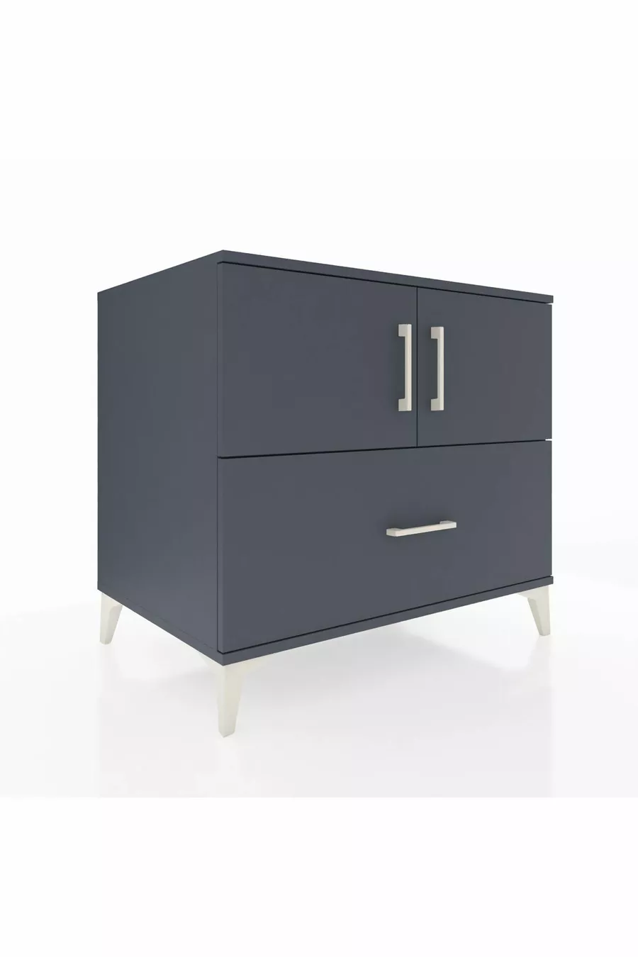 Commode Kronos avec 2 étagères, 1 tiroir et 2 portes, Anthracite-Anthracite
