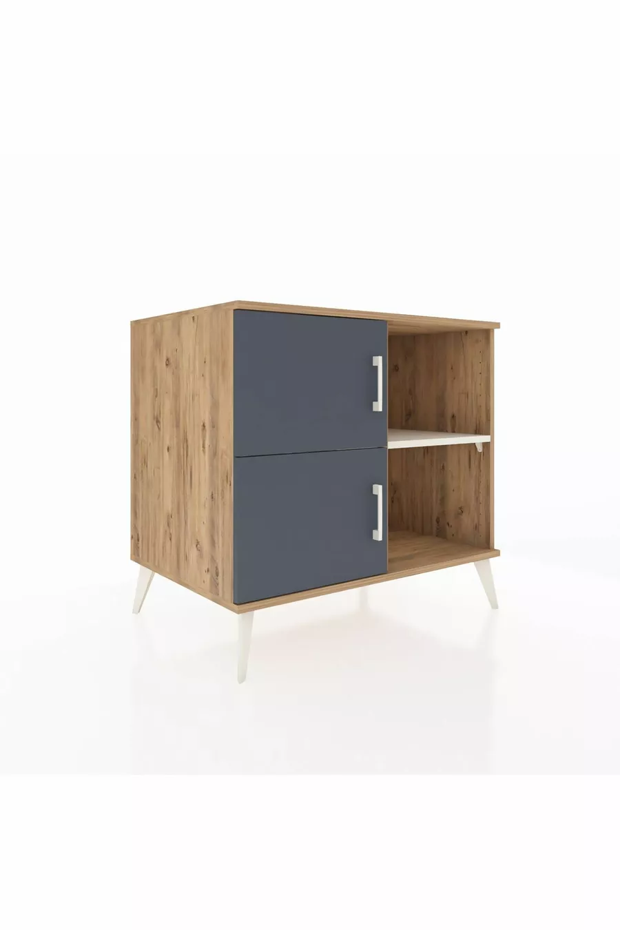 Commode Kronos à 2 étagères et 2 portes, pin-anthracite / pierre de lune