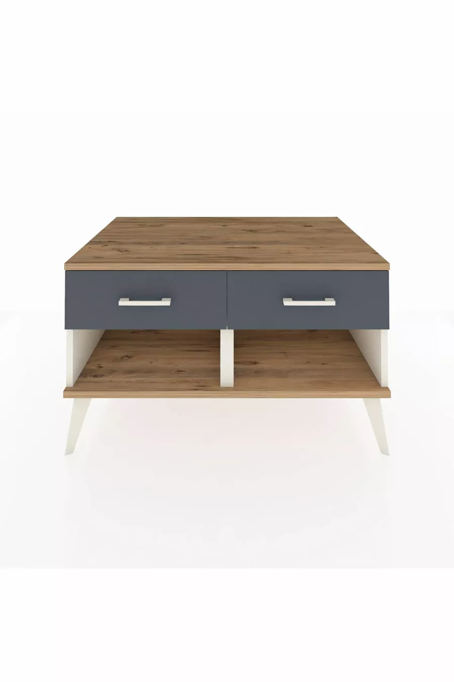 Commode Kronos à 2 tiroirs Marbre-de-lune-Épicéa/Anthracite