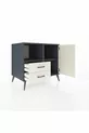 Commode Kronos avec 2 étagères, 2 tiroirs et 1 porte, Anthracite-Pierre de lune