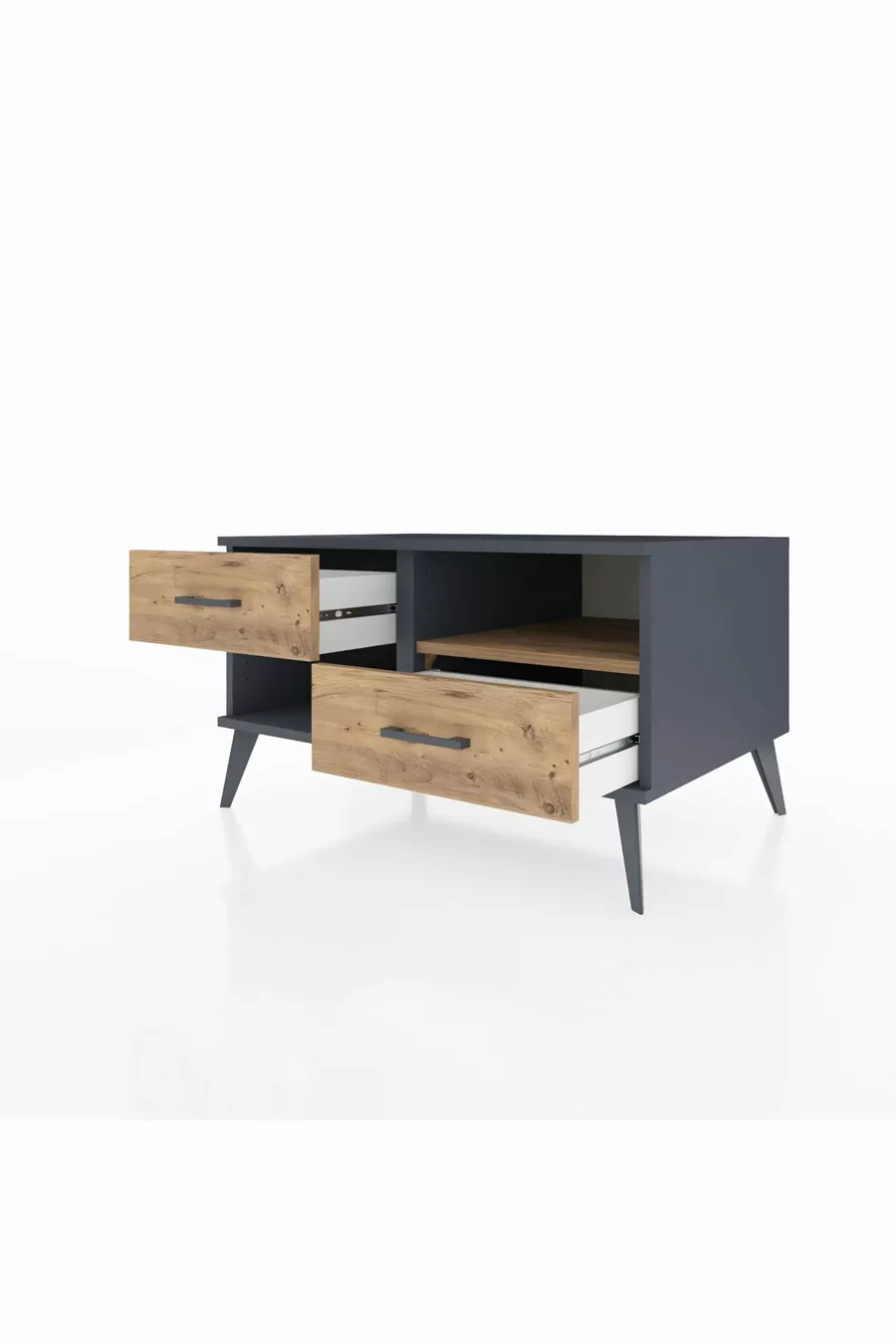 Kronos Kommode mit einem Regal und 2 Schubladen Anthrazit-Kiefer