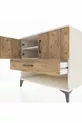 Commode Kronos avec 2 étagères, 1 tiroir et 2 portes, Pierre de Lune-Sapin