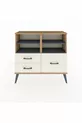Commode Arges 4 étagères 3 tiroirs Pin-Anthracite/Marbre