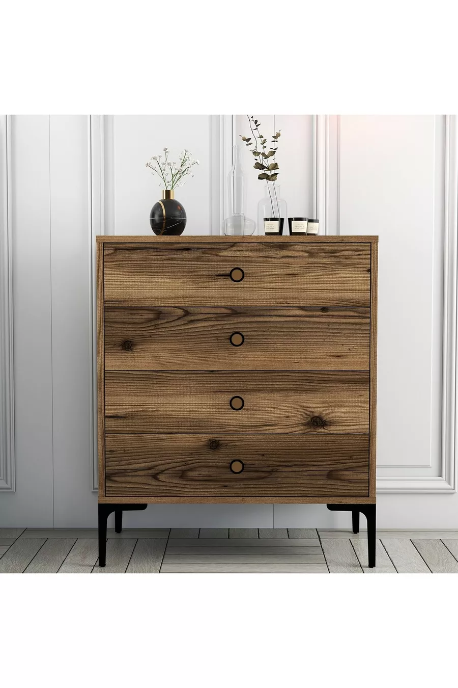 Commode à 4 tiroirs Variant Lisbonne - Noyer