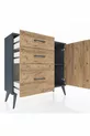 Commode Arges avec une seule étagère, 3 tiroirs et une porte, Anthracite-Pin