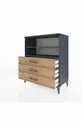 Commode Hyperion 2 étagères 3 tiroirs Anthracite-Pin