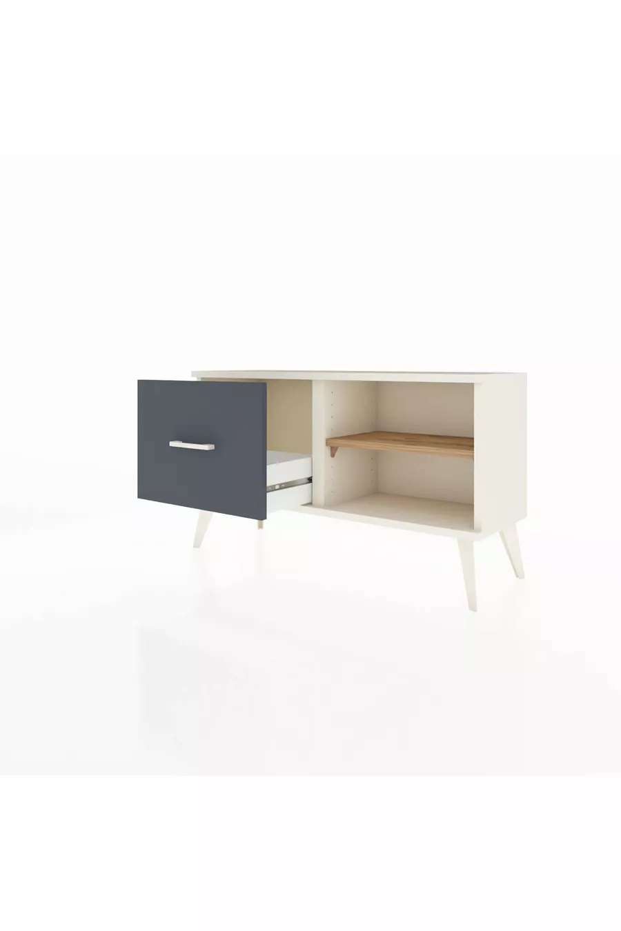 Commode Arges à une étagère et un tiroir Mousse de merin/Pin Anthracite