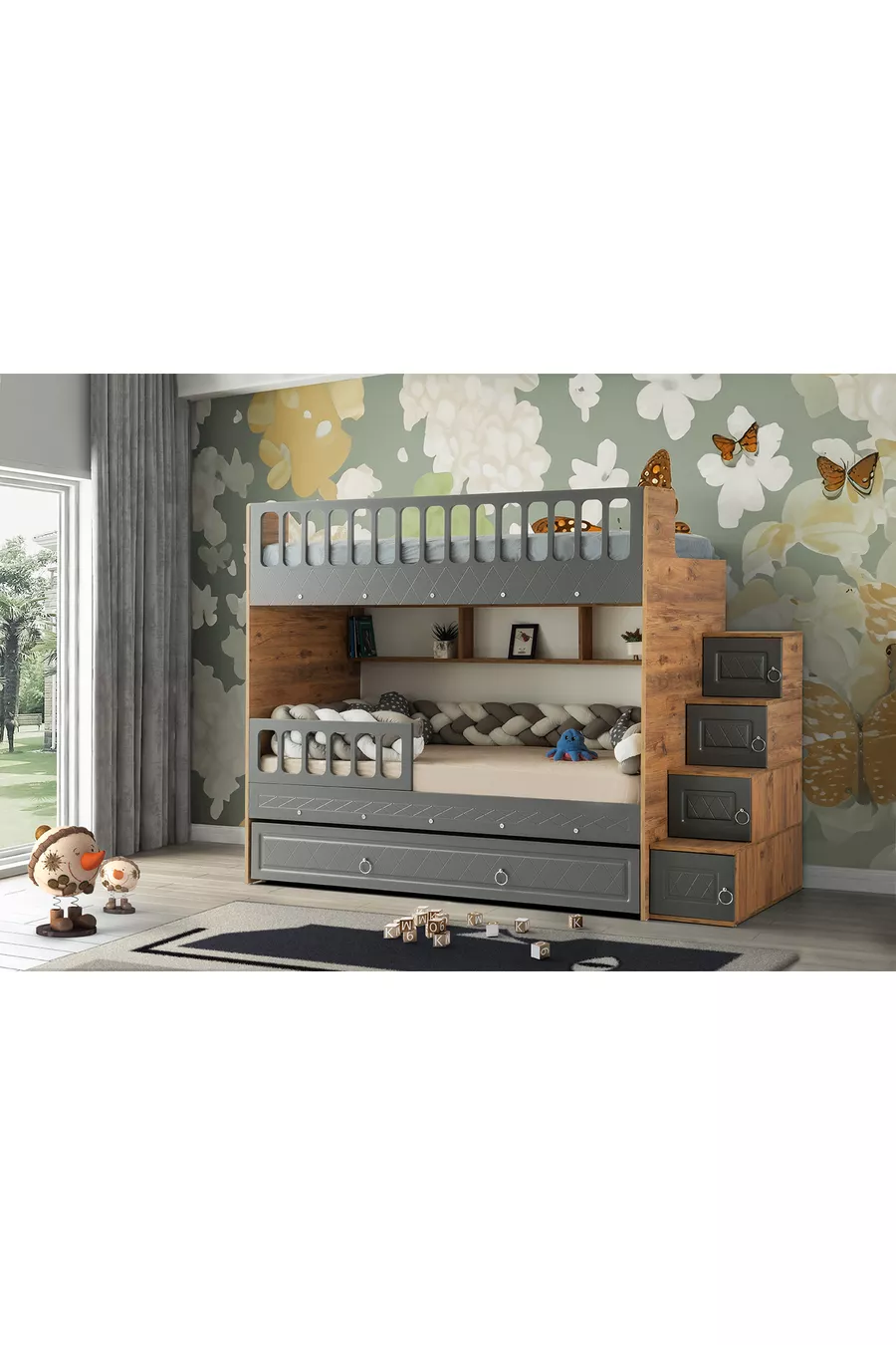 Armoire Zümrüt / 2 lits avec ressorts en bambou inclus / % MDF