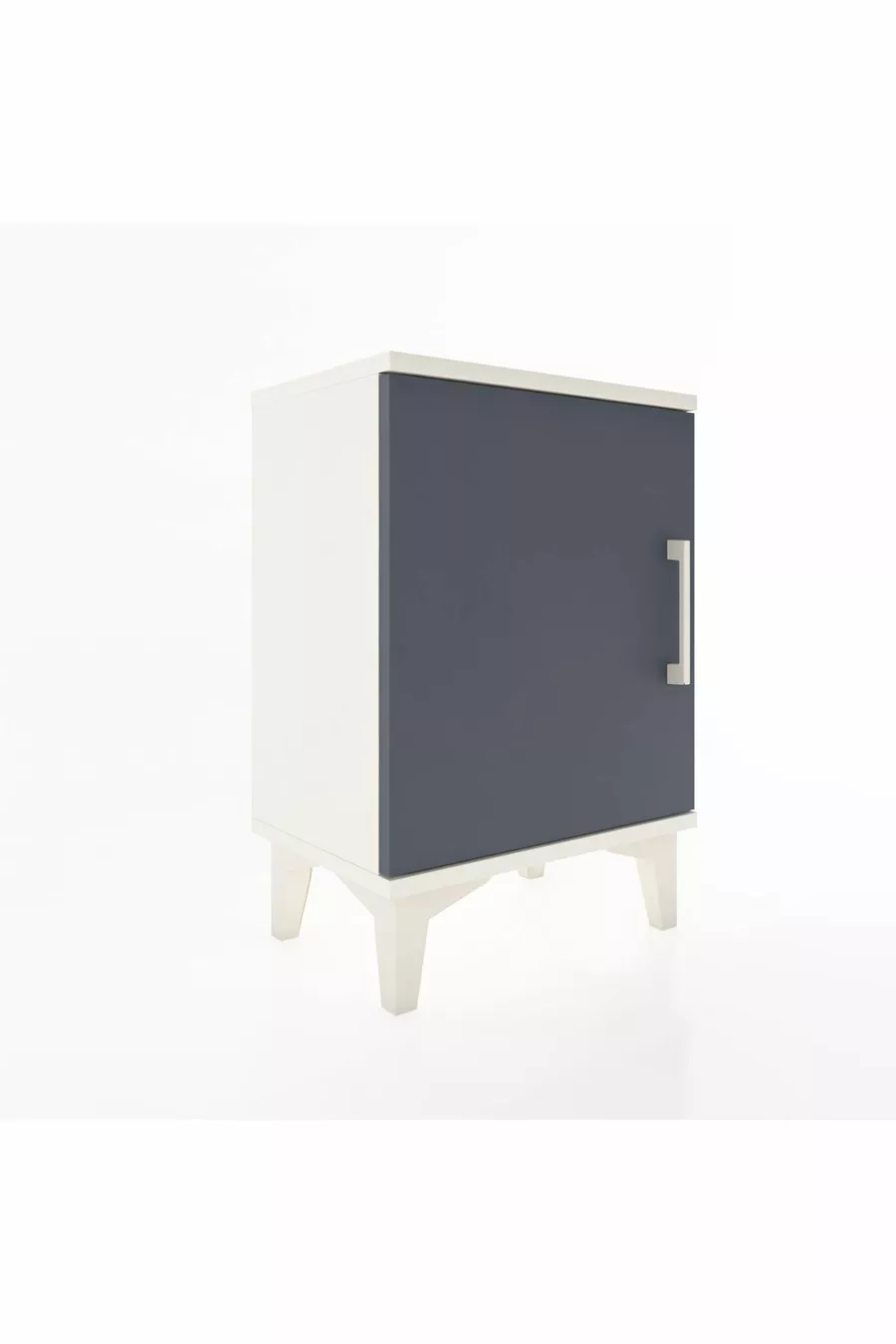 Table de chevet Arges à 2 étagères avec 1 porte, Pierre de lune - Anthracite