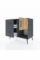 Commode Hyperion à une étagère, 2 tiroirs et une porte, Anthracite-Sapin/Anthracite