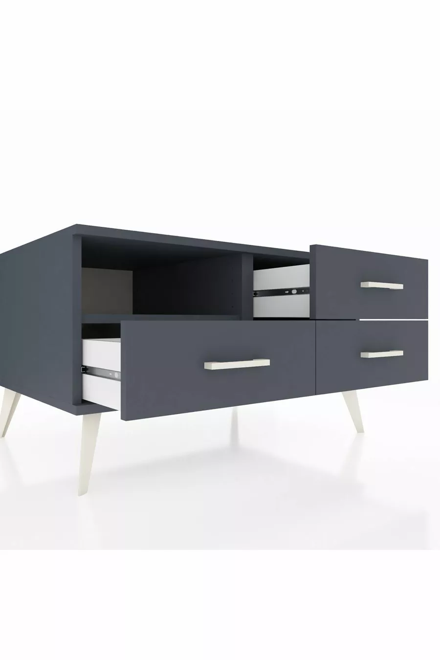 Commode Kronos à une étagère et trois tiroirs Anthracite-Anthracite