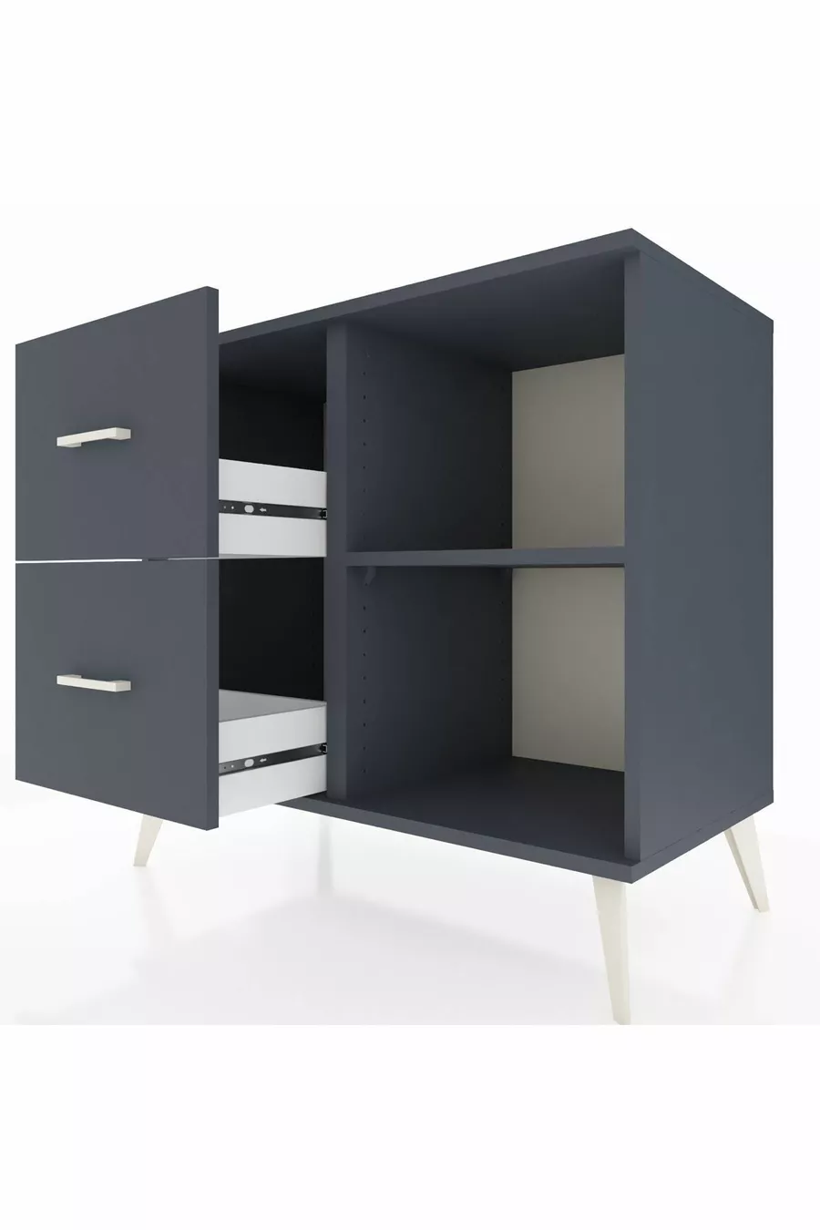 Commode Hyperion à une étagère et 2 tiroirs Anthracite-Anthracite