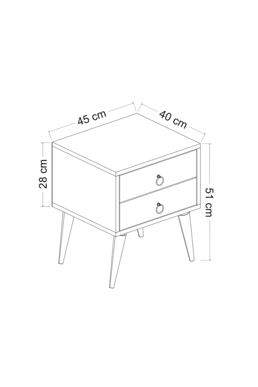 Table de chevet blanche Merlin à 2 tiroirs