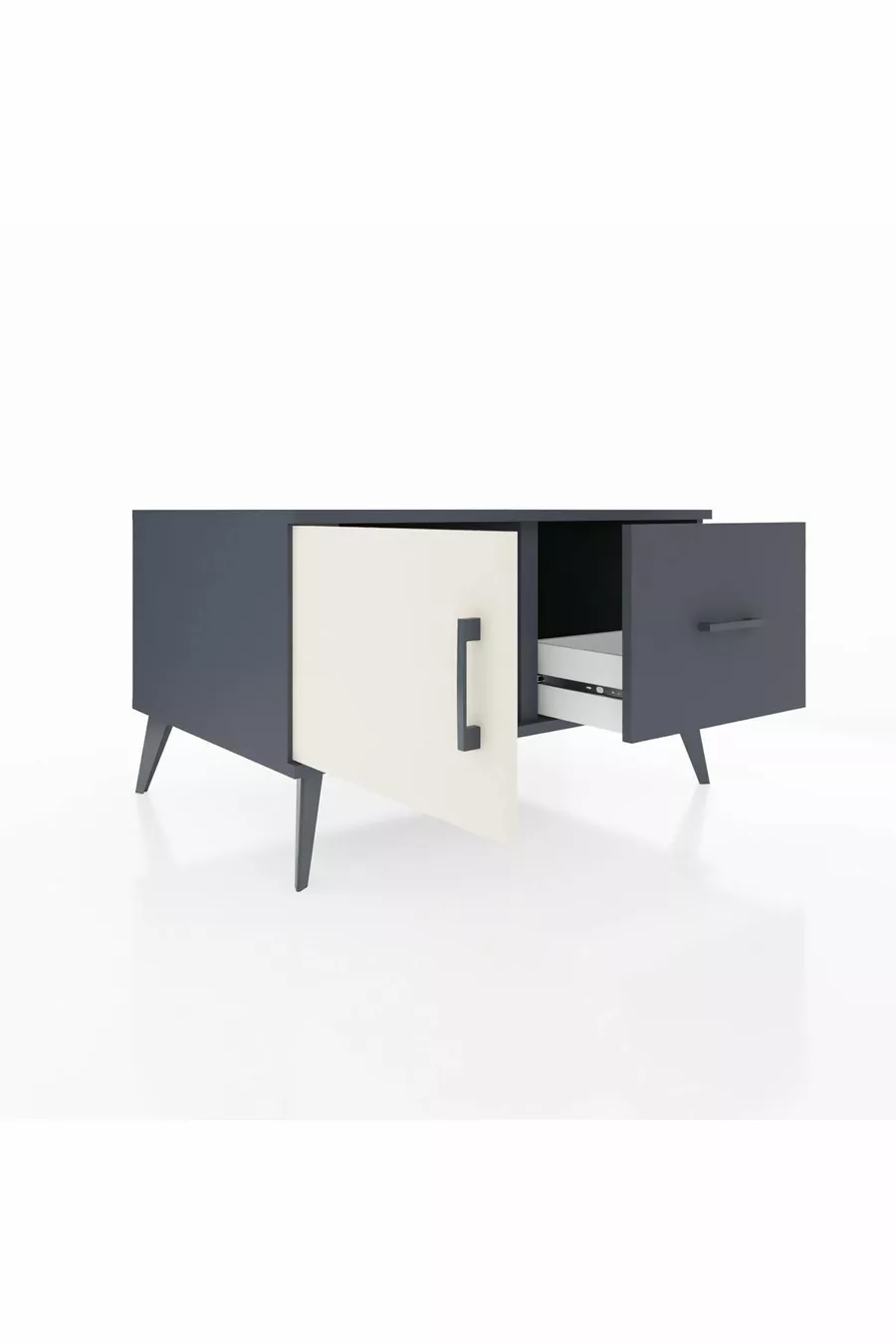 Comò Kronos con un ripiano, un cassetto e una porta, Antracite-Ghiaia/Antracite