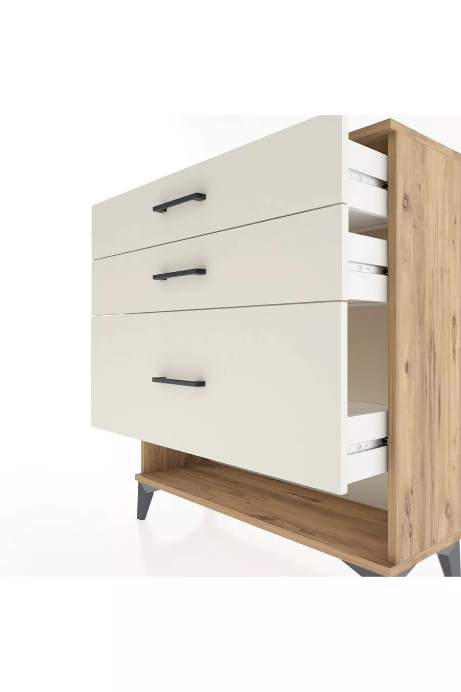 Commode Arges 3 tiroirs Pin-Pierre de Lune