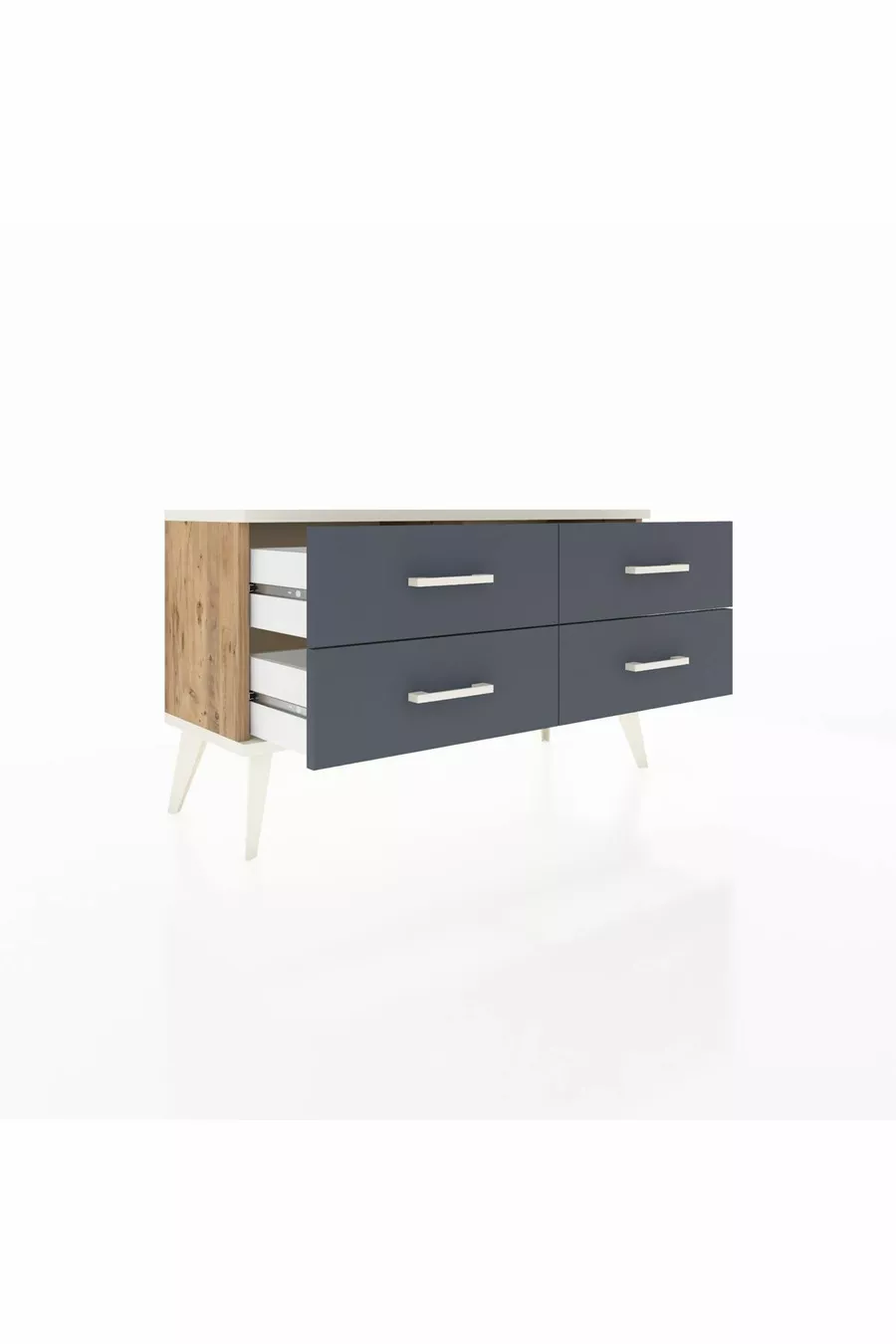 Commode Arges à 4 étagères Pin-Silex/Anthracite