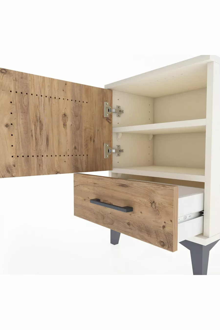 Arges Komode met 2 Planken en 1 Deur in Agaatkleur-Pine