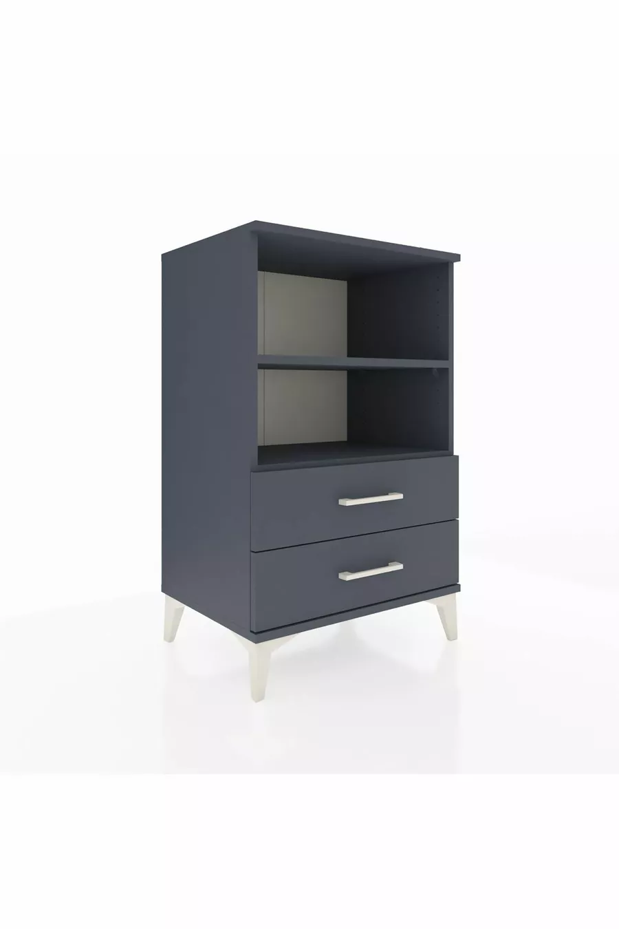 Commode Hyperion 2 étagères 2 tiroirs Anthracite-Anthracite