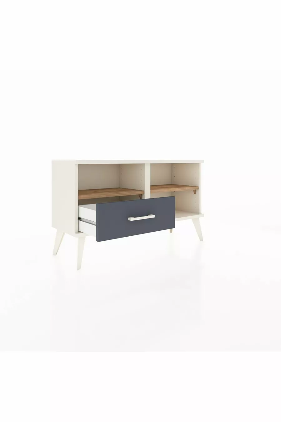 Commode Arges 2 étagères 1 tiroir Pierre de lune/Pin/Anthracite
