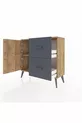 Commode Arges avec une étagère, 2 tiroirs et 2 portes, Pin-Pin/Anthracite