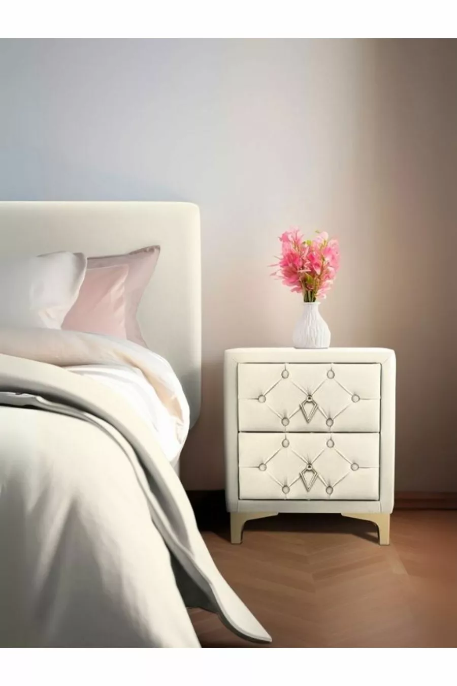 Ruby Gold Nightstand, 2 Drawers