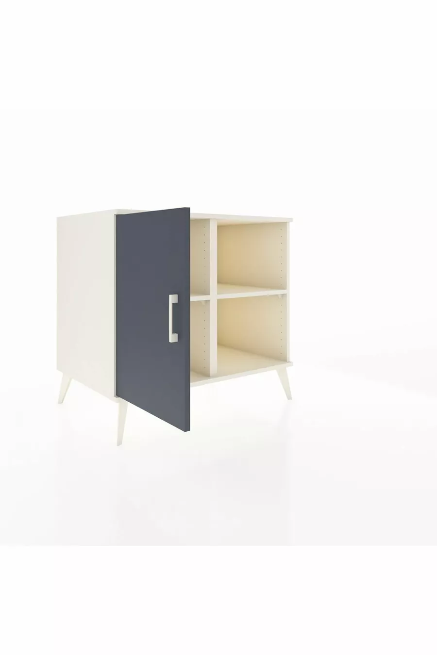 Commode Kronos à 2 étagères avec une porte, Pierre de Lune-Anthracite/Pierre de Lune