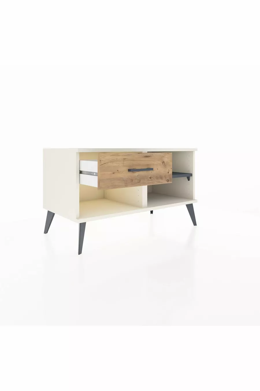 Hyperion Dresser Single Shelf Single Drawer Moonstone-Anthracite/Pine