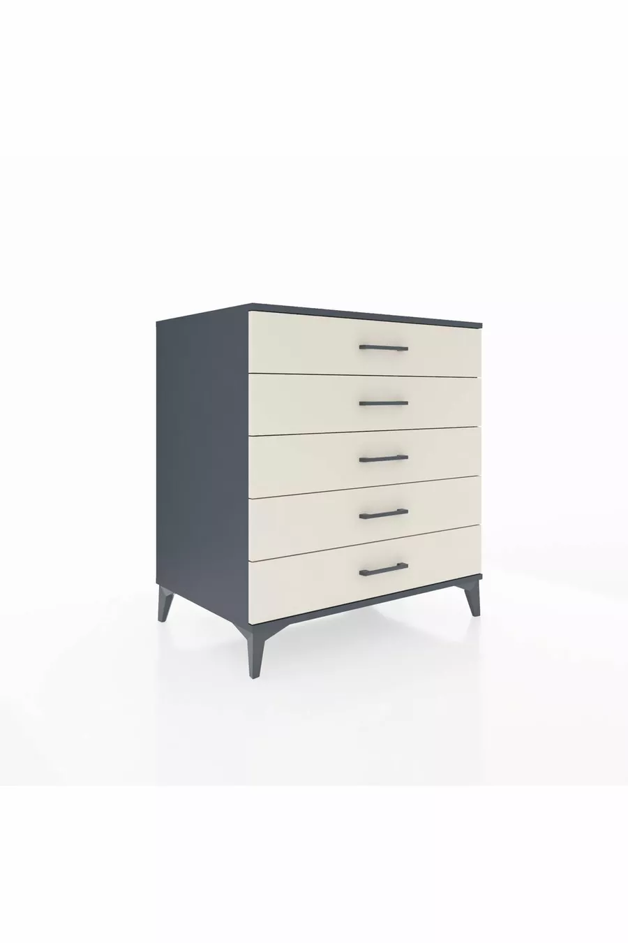 Commode Kronos 5 tiroirs Anthracite-Pierre de lune